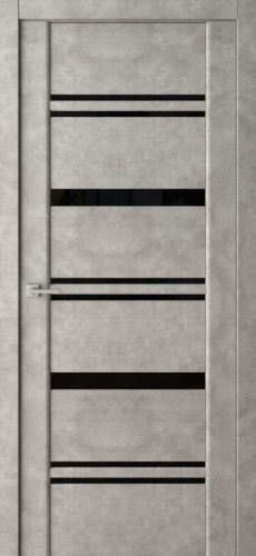 QXV41  Дверное полотно, Бетон серый, стекло чёрное, 700*2000
